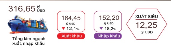 Điểm sáng bức tranh thương mại hàng hoá của Việt Nam trong bối cảnh tổng cầu thế giới suy giảm.
