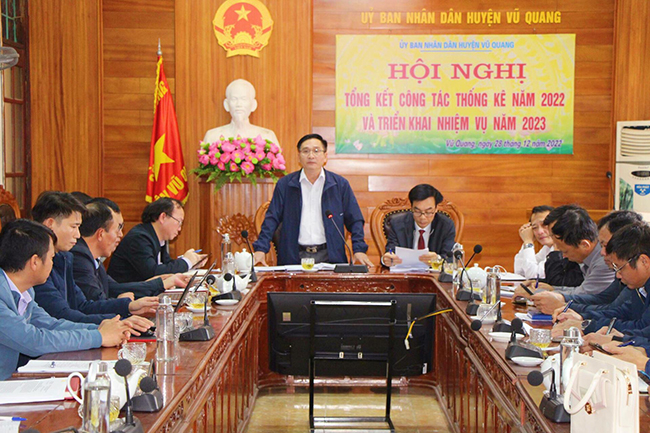 UBND huyện Vũ Quang, Hà Tĩnh tổ chức hội nghị Tổng kết công tác Thống kê năm 2022 và triển khai nhiệm vụ năm 2023.