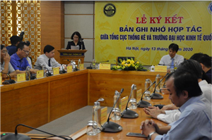 Bà Nguyễn Thị Hương, Tổng cục trưởng TCTK phát biểu tại Lễ ký kết