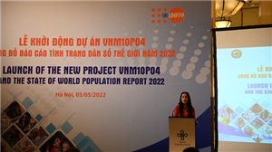 Bà Naomi Kitahara, Trưởng đại diện UNFPA tại Việt Nam phát biểu tại buổi Lễ