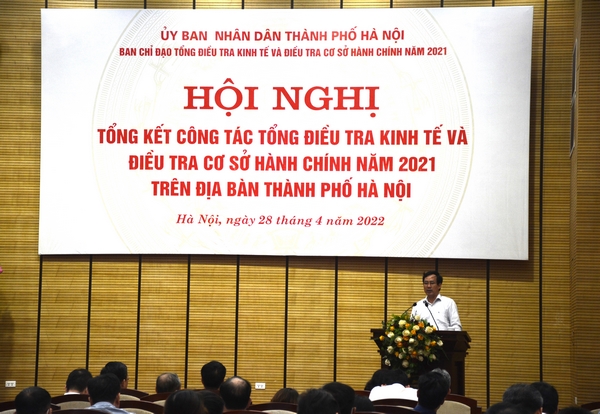 Hội nghị Tổng kết Tổng điều tra kinh tế và Điều tra cơ sở hành chính năm 2021 trên địa bàn thành phố Hà Nội 1