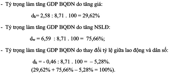 Thiết lập hệ thông chỉ số để phân tích biến động chỉ tiêu GDP bình quân đầu người theo giá thực tế 4