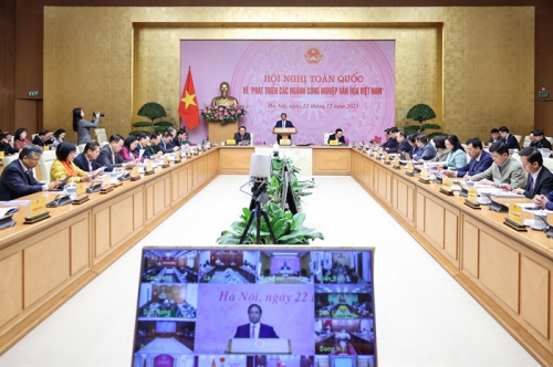 Thủ tướng Chính Phủ Phạm Minh Chính chủ trì Hội nghị trực tuyến toàn quốc về phát triển các ngành công nghiệp văn hóa Việt Nam 2