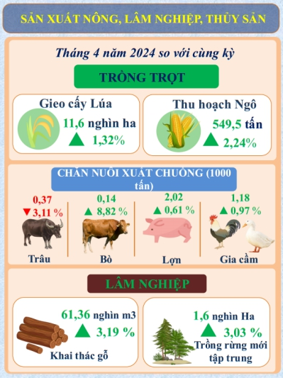 Một số chỉ tiêu kinh tế - xã hội tỉnh Lạng Sơn tháng Tư năm 2024