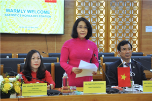 Tổng cục trưởng TCTK Nguyễn Thị Hương phát biểu tại Lễ Khởi động và ký kết